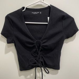 Abercrombie ribbed lace up crop top